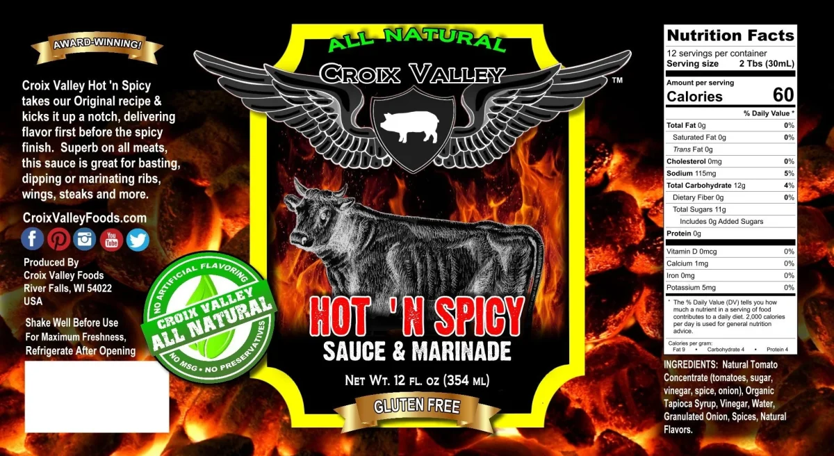 Croix Valley Hot 'N Spicy Sauce & Marinade 12 oz - Afbeelding 3