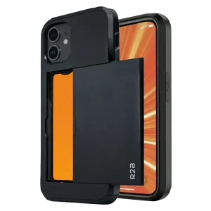 R2B iPhone 12 Mini Hoesje met Pasjeshouder - Screenprotector - 3 Pasjes - Stevig & Beschermend - Zwart