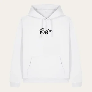 ROFFA. comfort hoodie wit - Schuin zwart - 100% organisch katoen